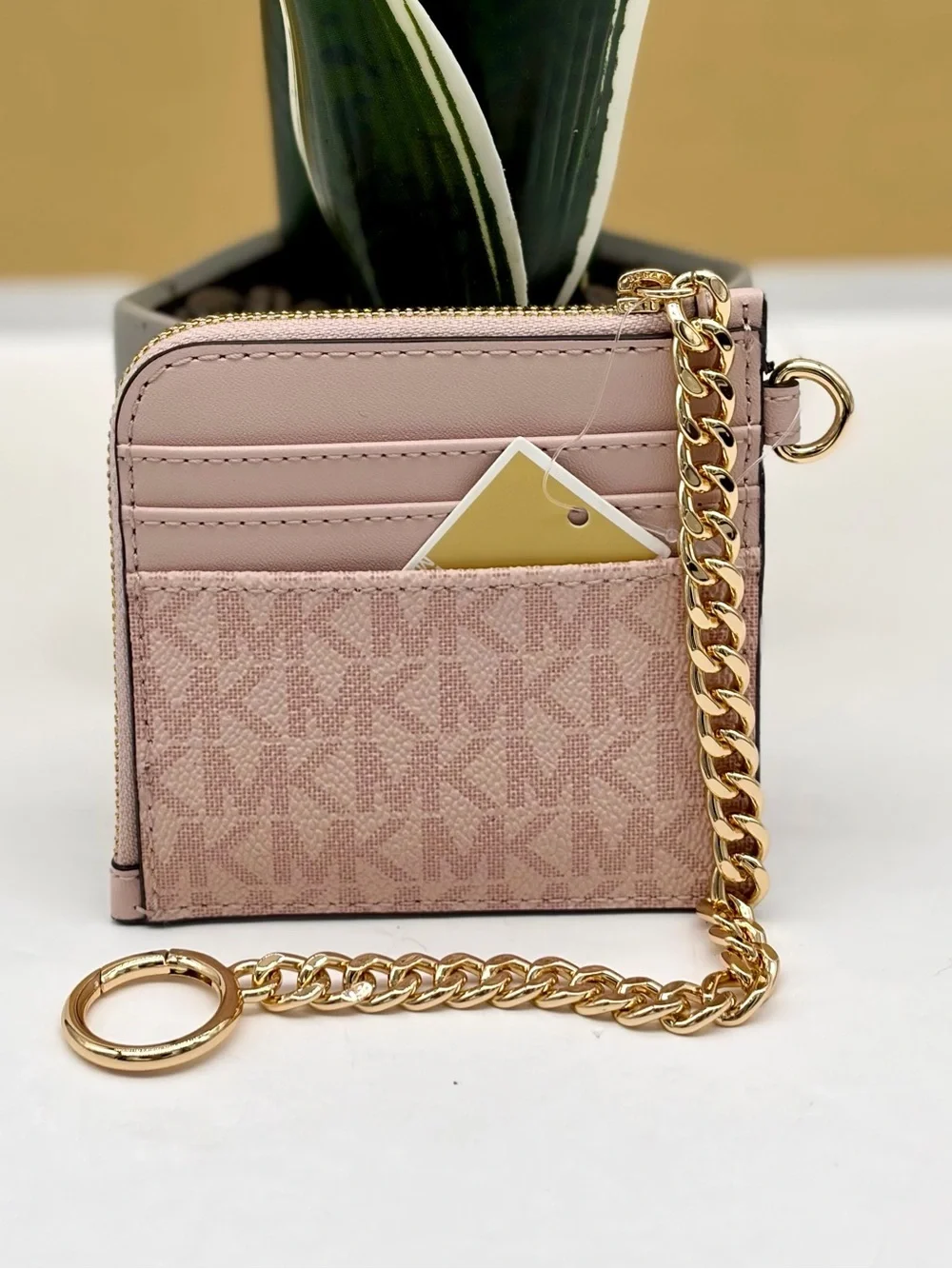 Michael Kors Jet Set Travel Signature Logo Chain Wallet Card Holder